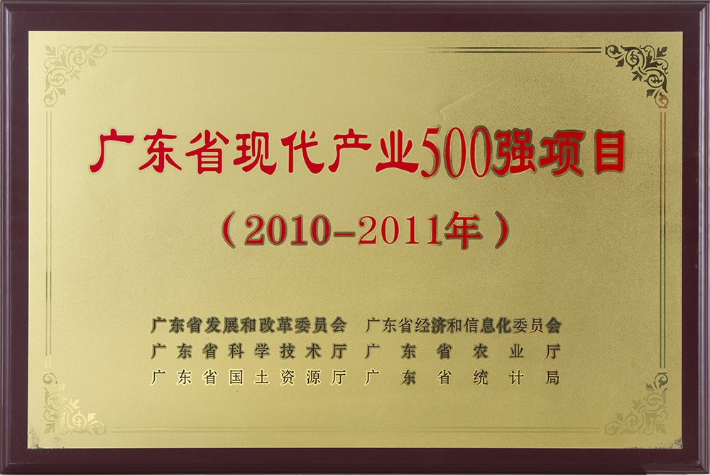 2011年廣東省現(xiàn)代500強產(chǎn)業(yè)項目